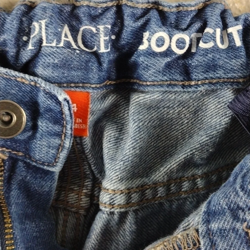 Children's Place Blue Medium Wash Five Pocket Mid Rise Button Zip Boot Cut Jeans